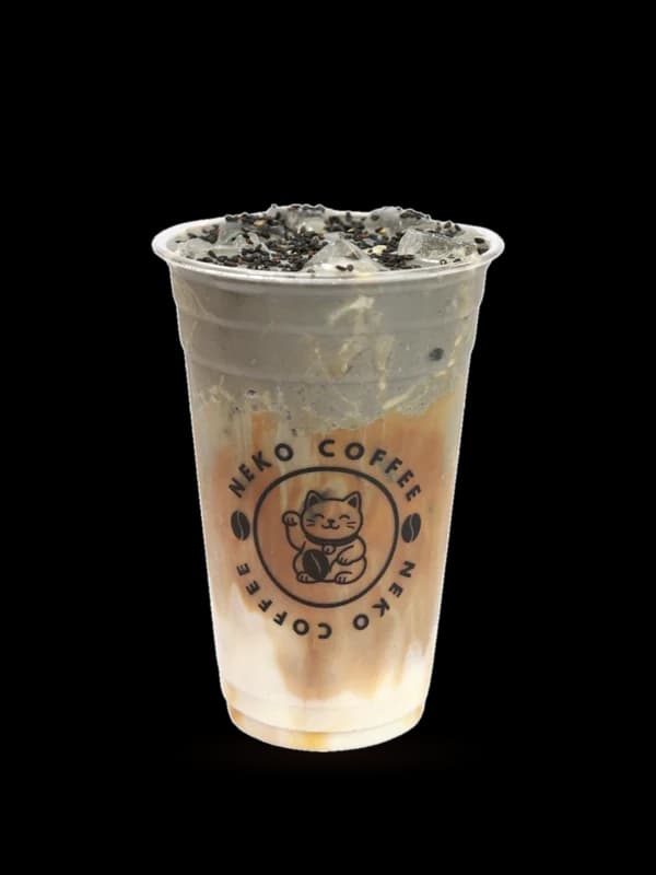 Black Sesame Latte in a Neko Coffee cup
