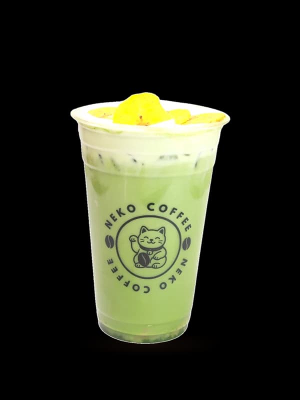 Matcha Banana in a Neko Coffee cup
