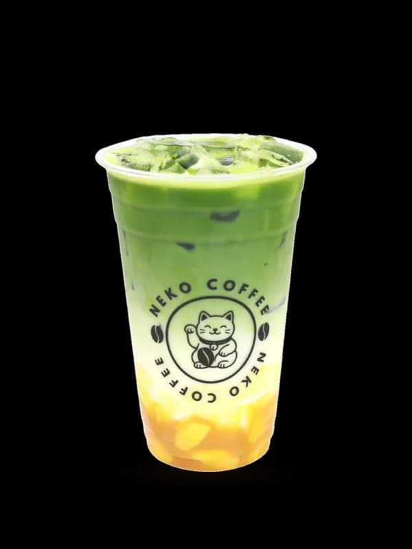 Matcha Mango Coconut in a Neko Coffee cup